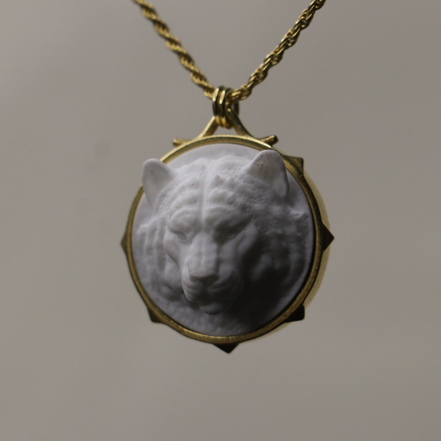 Marble Lion 925 Silver Gold Plated Necklace