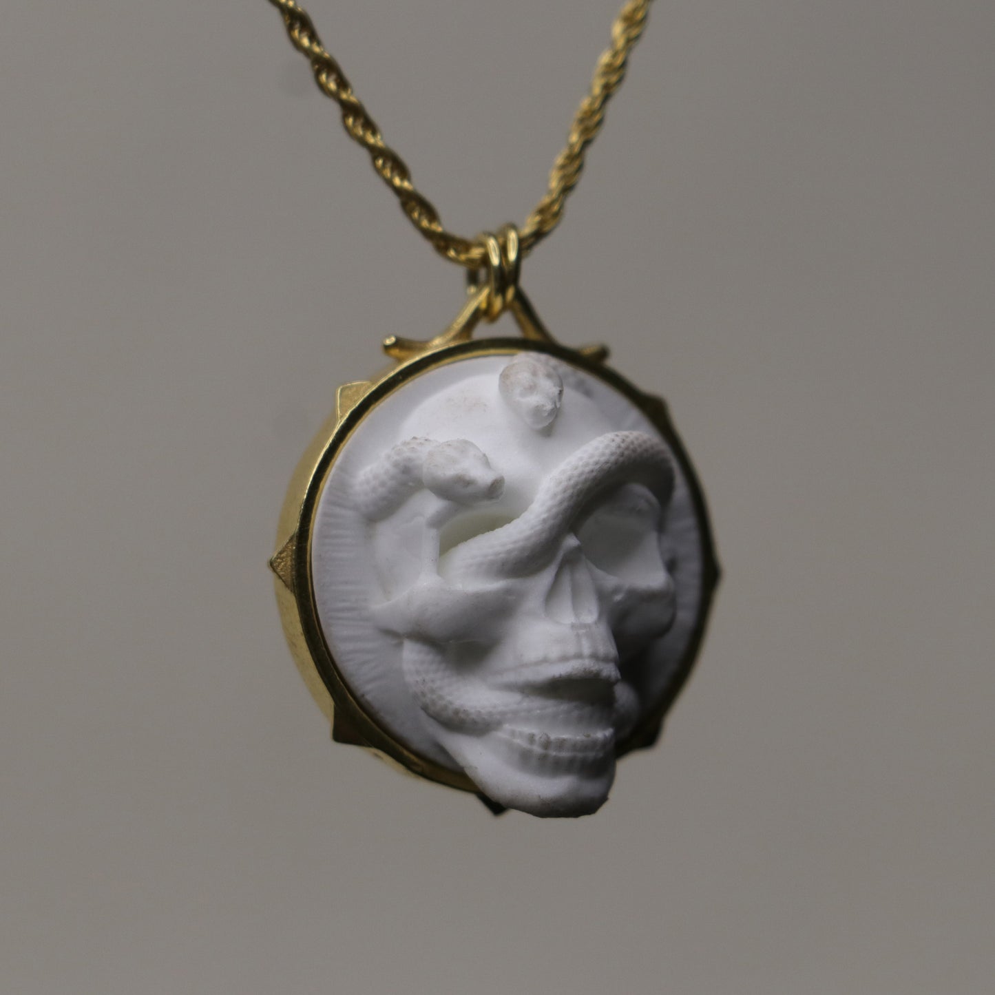 Marble Lion 925 Silver Gold Plated Necklace