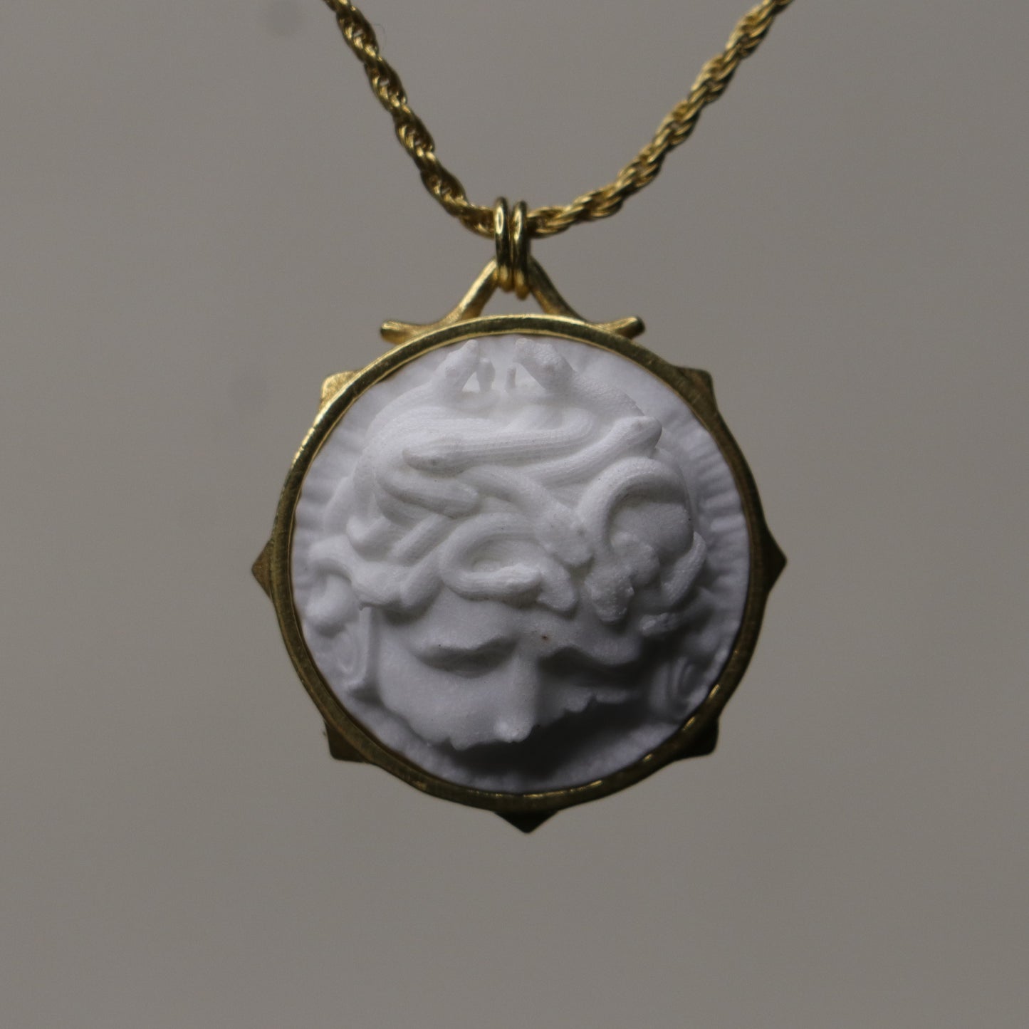 Marble Lion 925 Silver Gold Plated Necklace