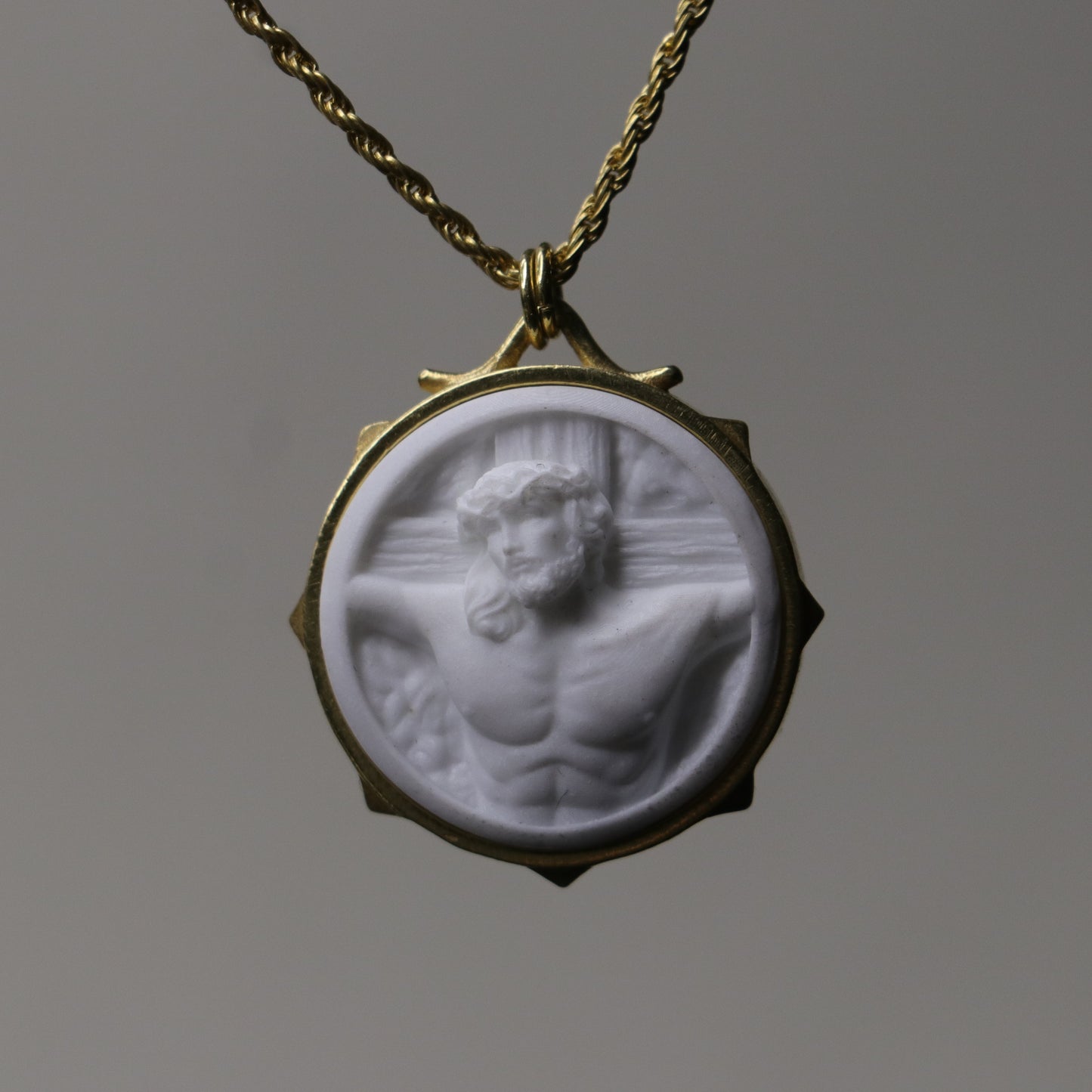 Marble Lion 925 Silver Gold Plated Necklace