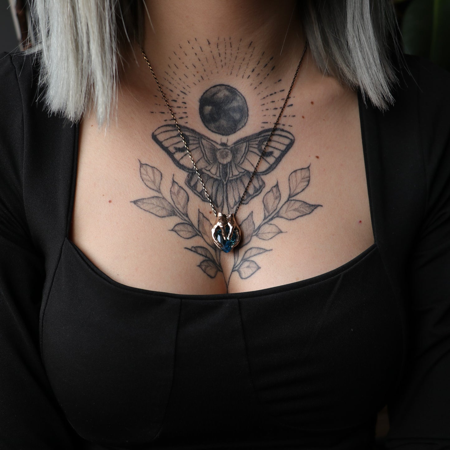 Drop Garnet Stone Palm Necklace