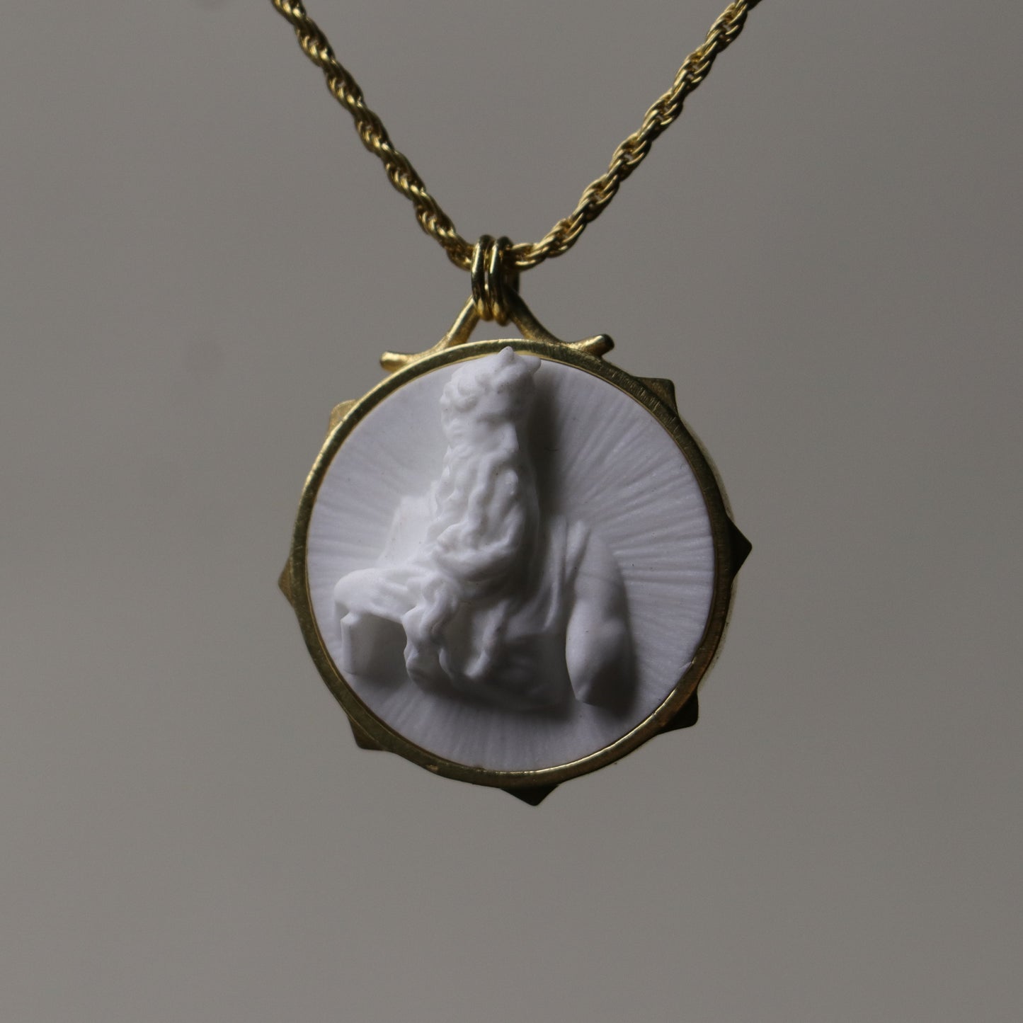 Marble Lion 925 Silver Gold Plated Necklace