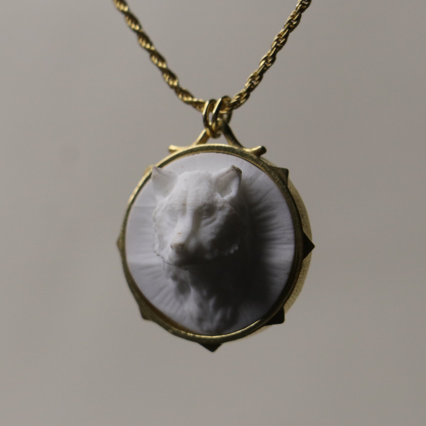 Marble Lion 925 Silver Gold Plated Necklace