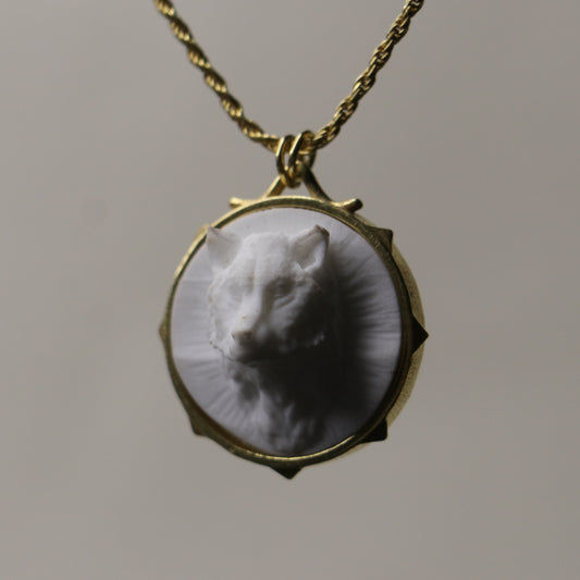 Marble Lion 925 Silver Gold Plated Necklace