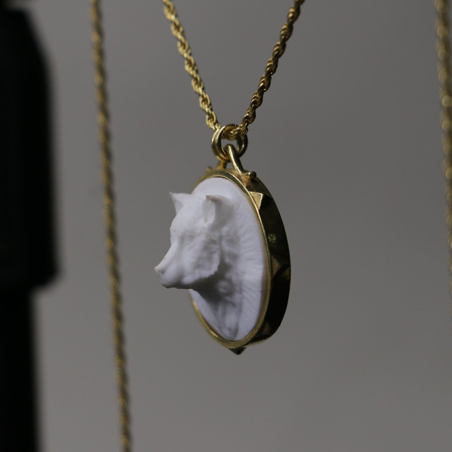 Marble Lion 925 Silver Gold Plated Necklace