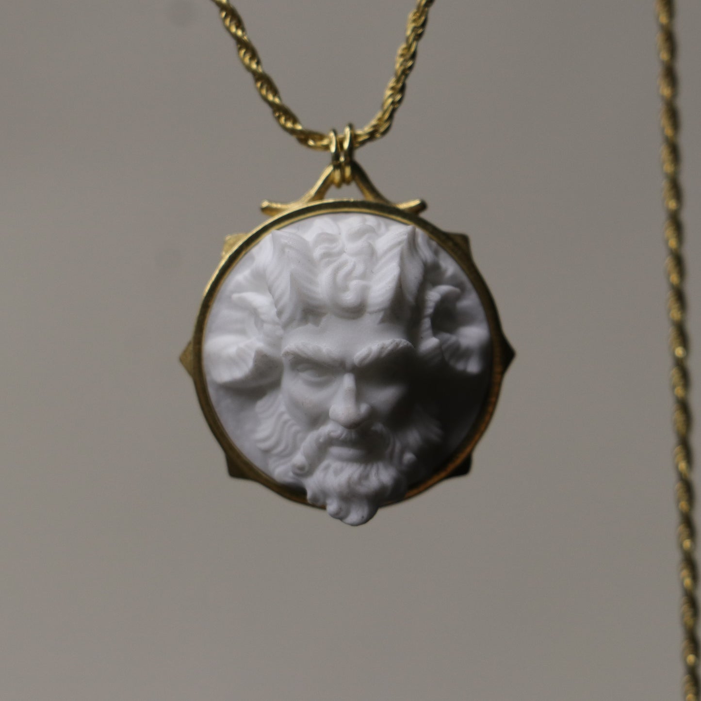 Marble Lion 925 Silver Gold Plated Necklace