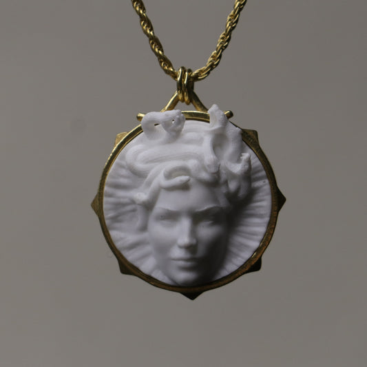 Marble Lion 925 Silver Gold Plated Necklace