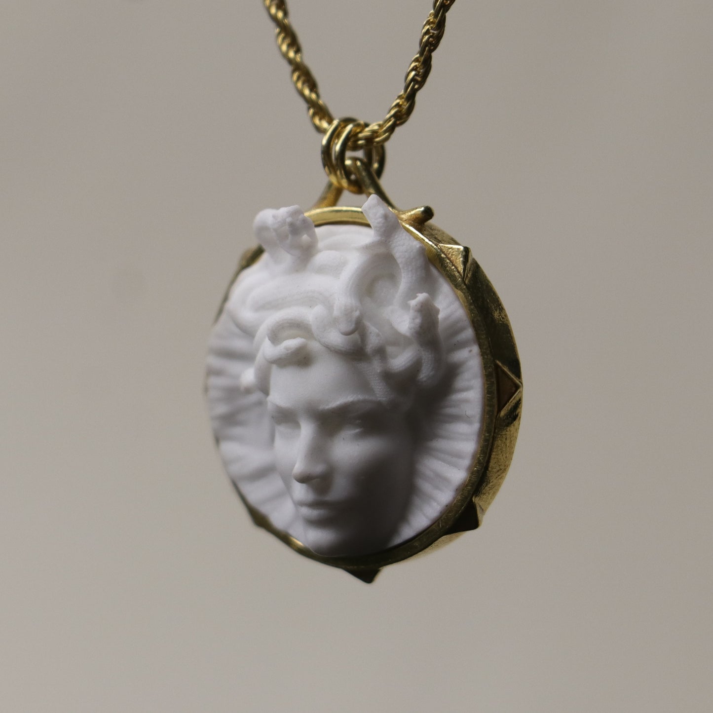 Marble Lion 925 Silver Gold Plated Necklace