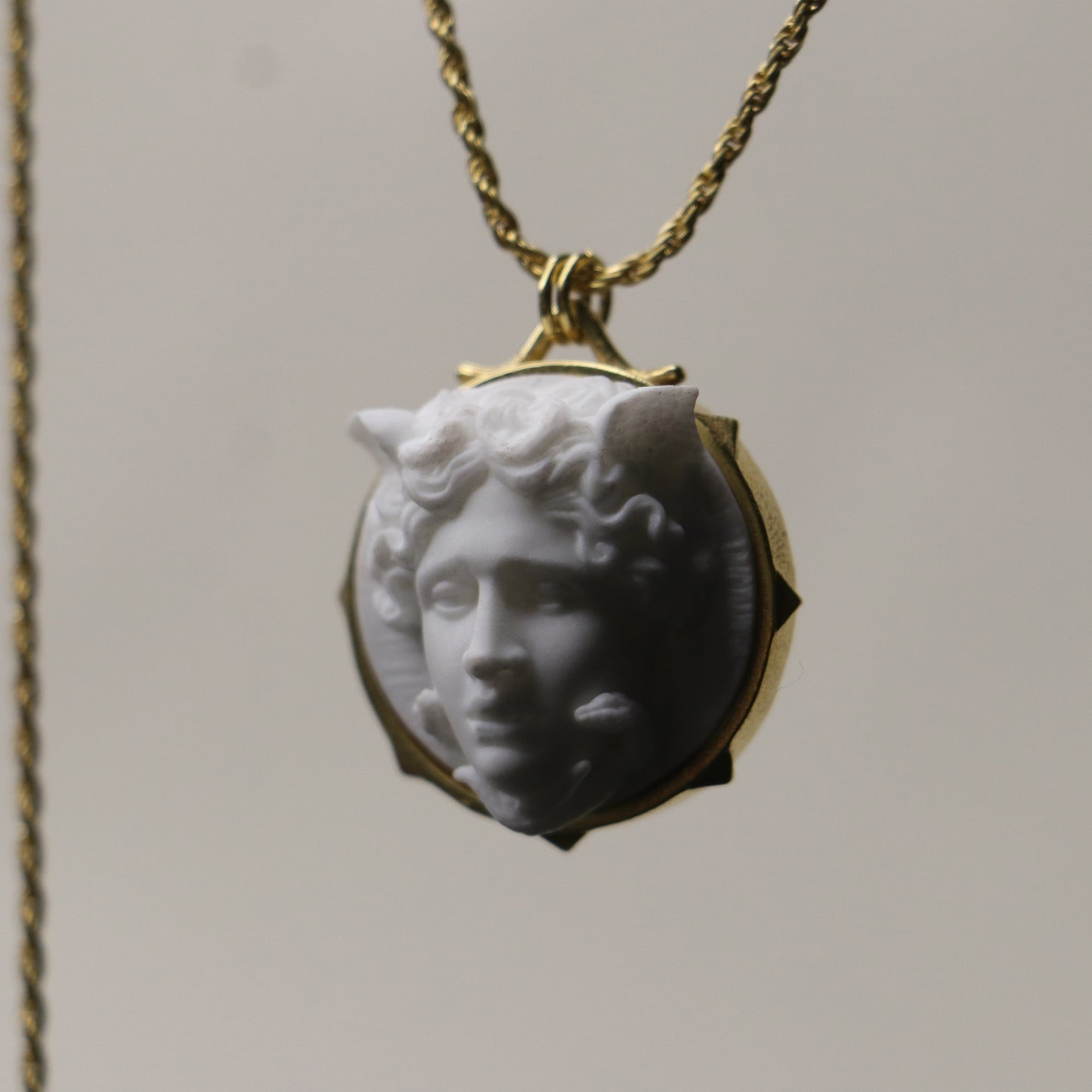 Marble Lion 925 Silver Gold Plated Necklace