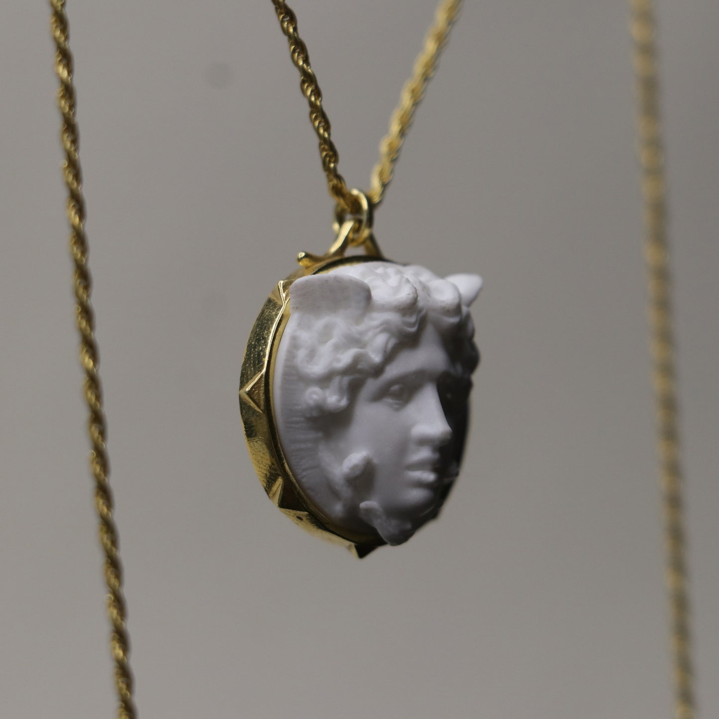 Marble Lion 925 Silver Gold Plated Necklace