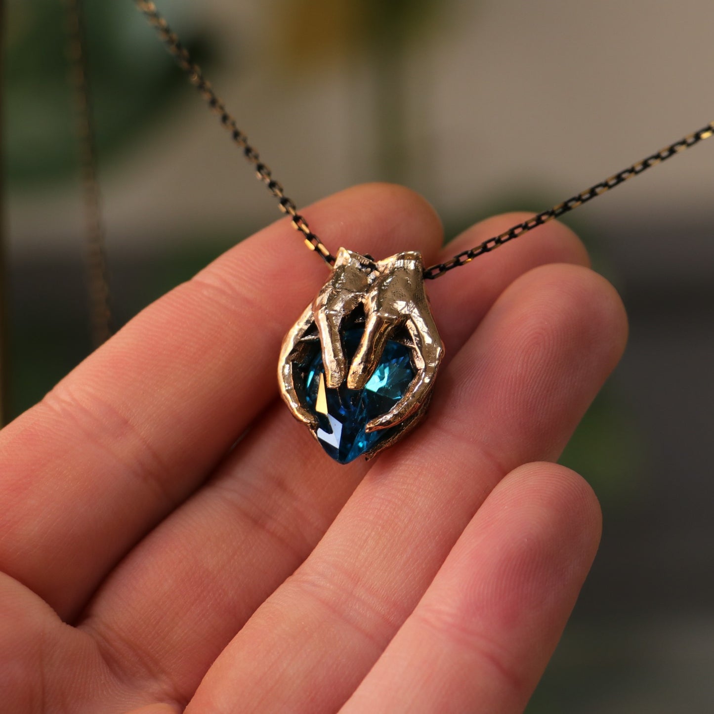 Drop Garnet Stone Palm Necklace