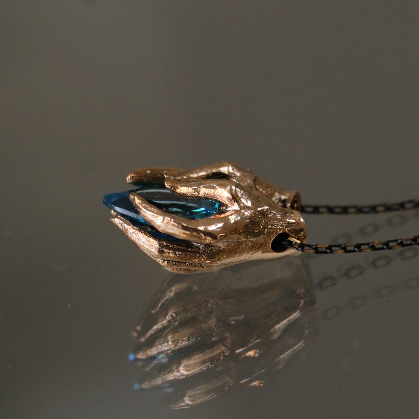 Drop Garnet Stone Palm Necklace