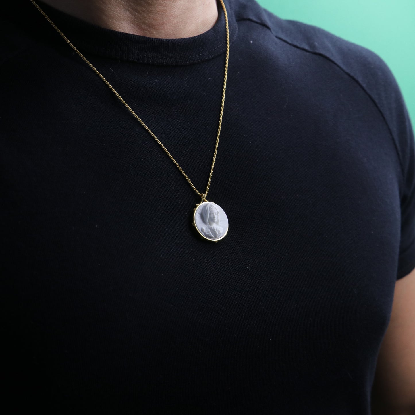 Marble Lion 925 Silver Gold Plated Necklace