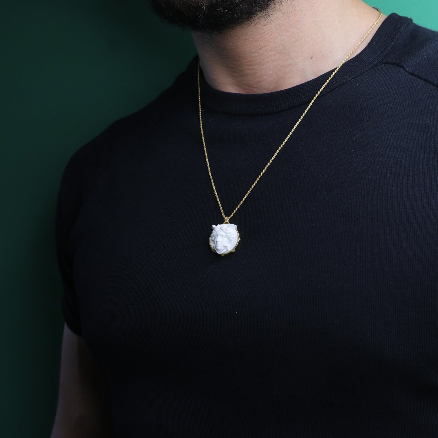 Marble Lion 925 Silver Gold Plated Necklace