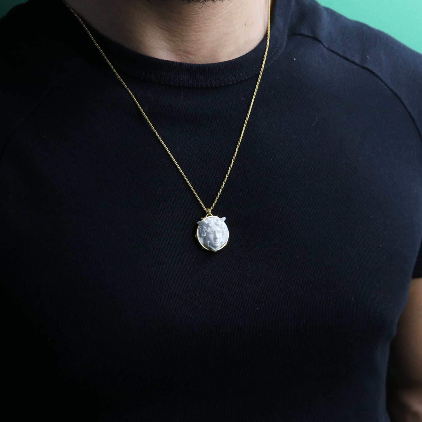 Marble Lion 925 Silver Gold Plated Necklace