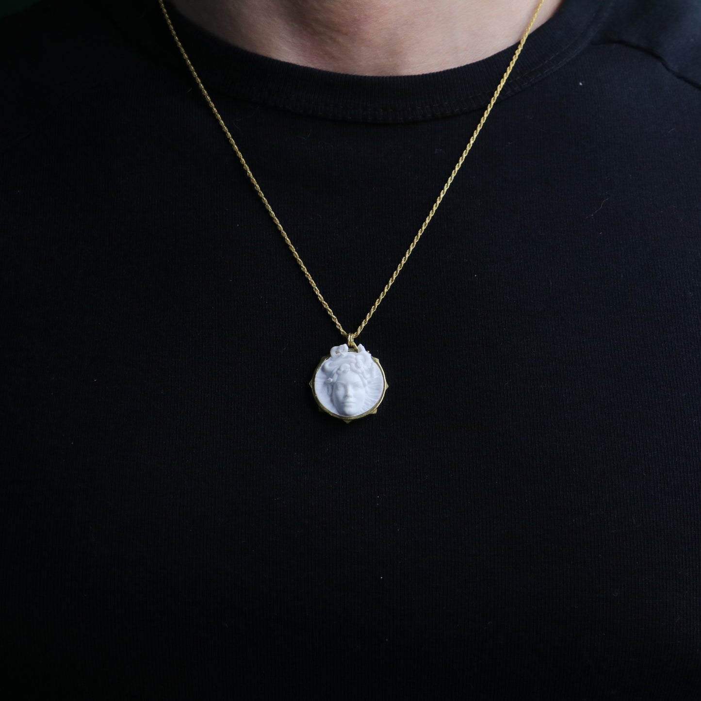 Marble Lion 925 Silver Gold Plated Necklace