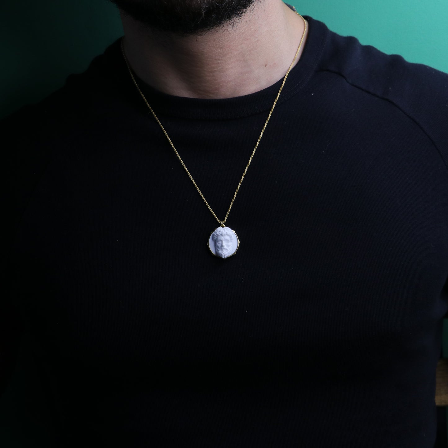 Marble Lion 925 Silver Gold Plated Necklace