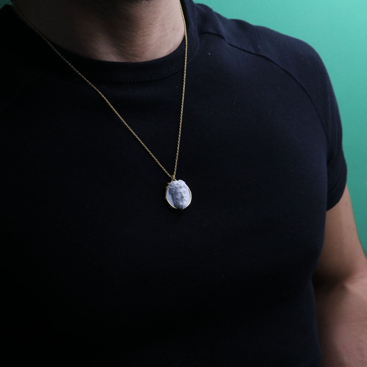 Marble Lion 925 Silver Gold Plated Necklace