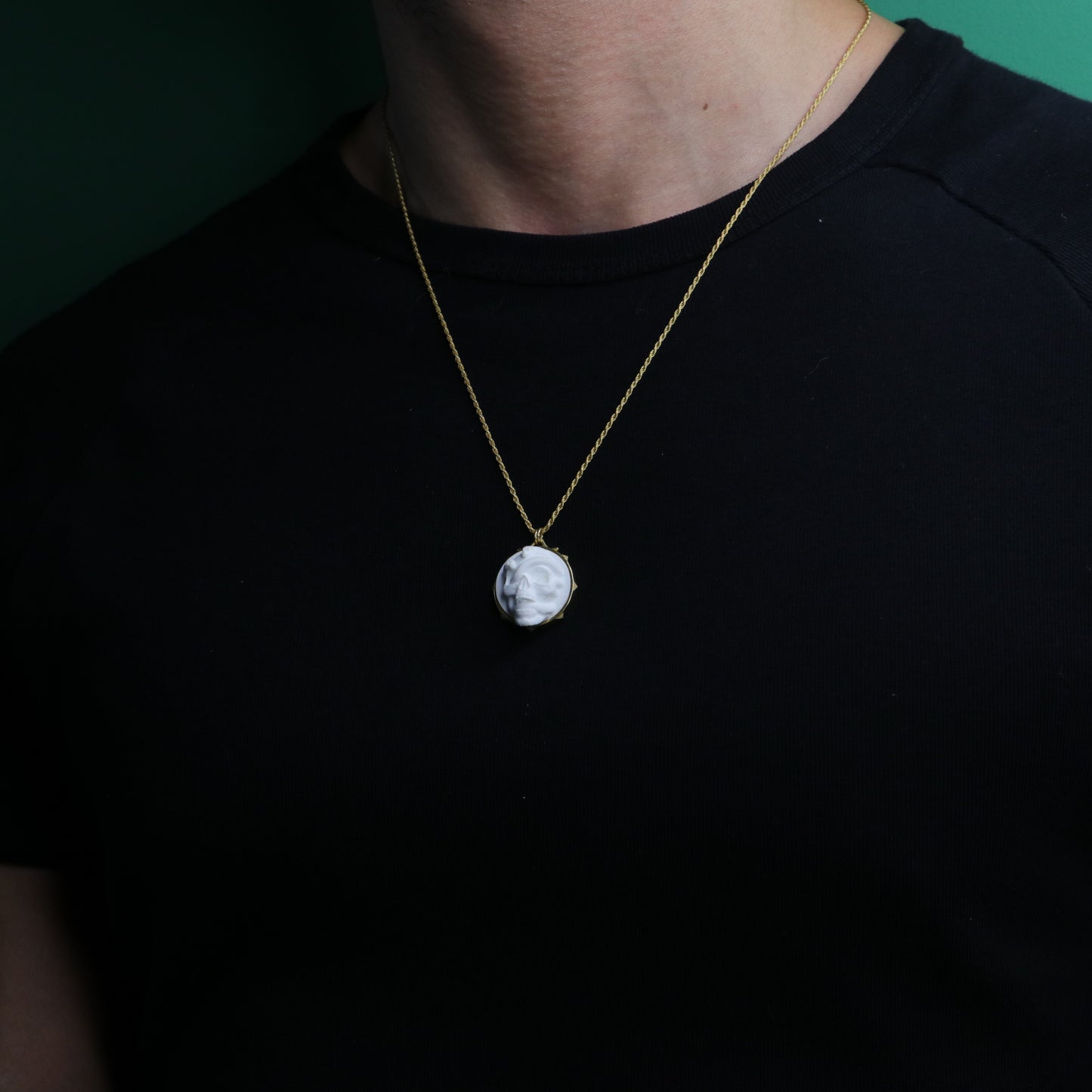 Marble Lion 925 Silver Gold Plated Necklace