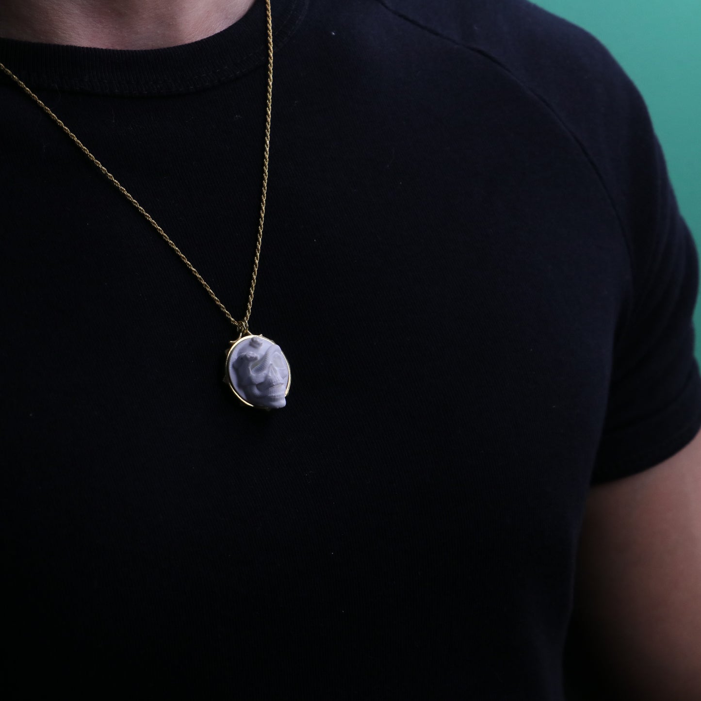 Marble Lion 925 Silver Gold Plated Necklace