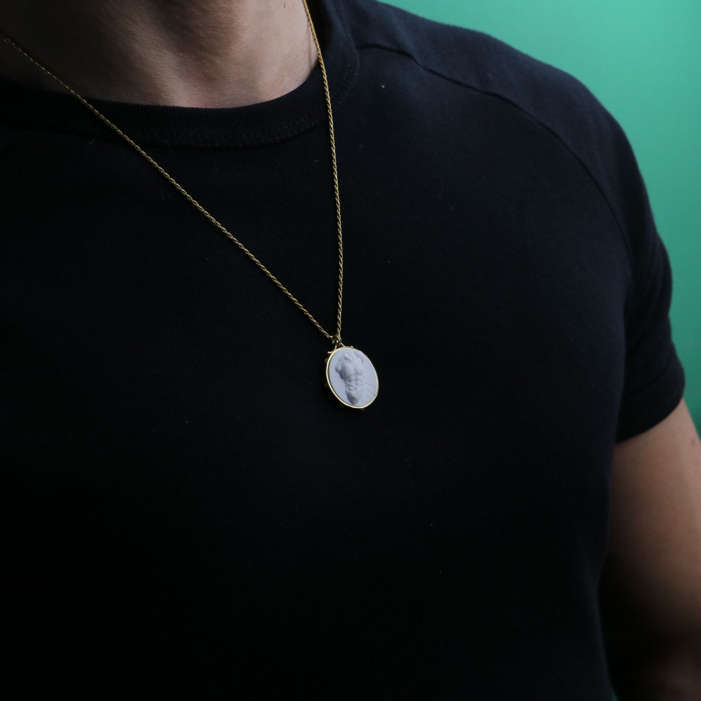 Marble Lion 925 Silver Gold Plated Necklace