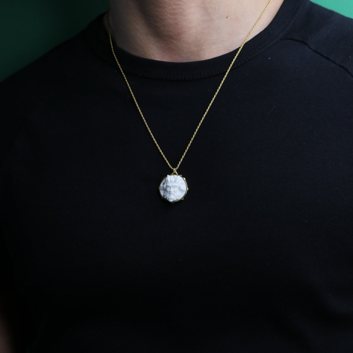 Marble Lion 925 Silver Gold Plated Necklace