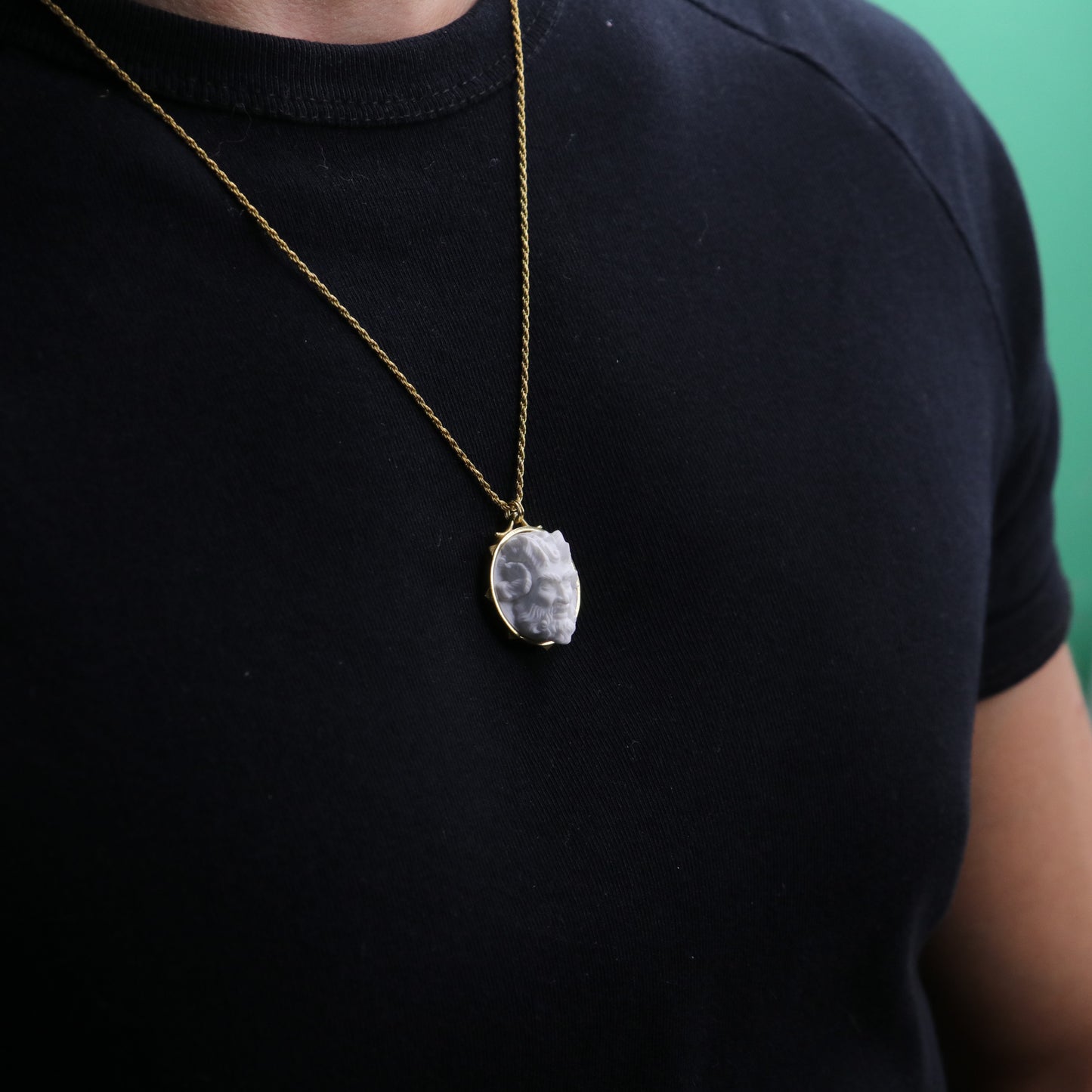 Marble Lion 925 Silver Gold Plated Necklace