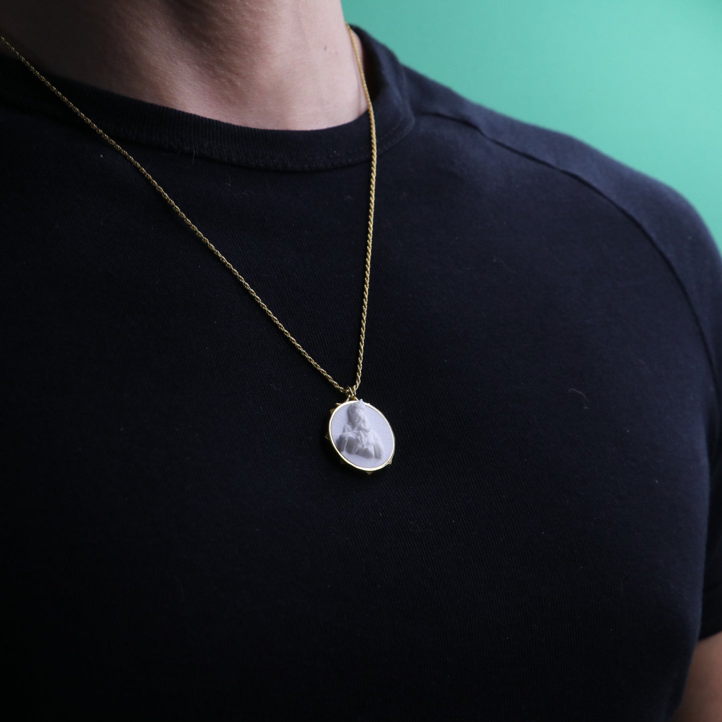 Marble Lion 925 Silver Gold Plated Necklace