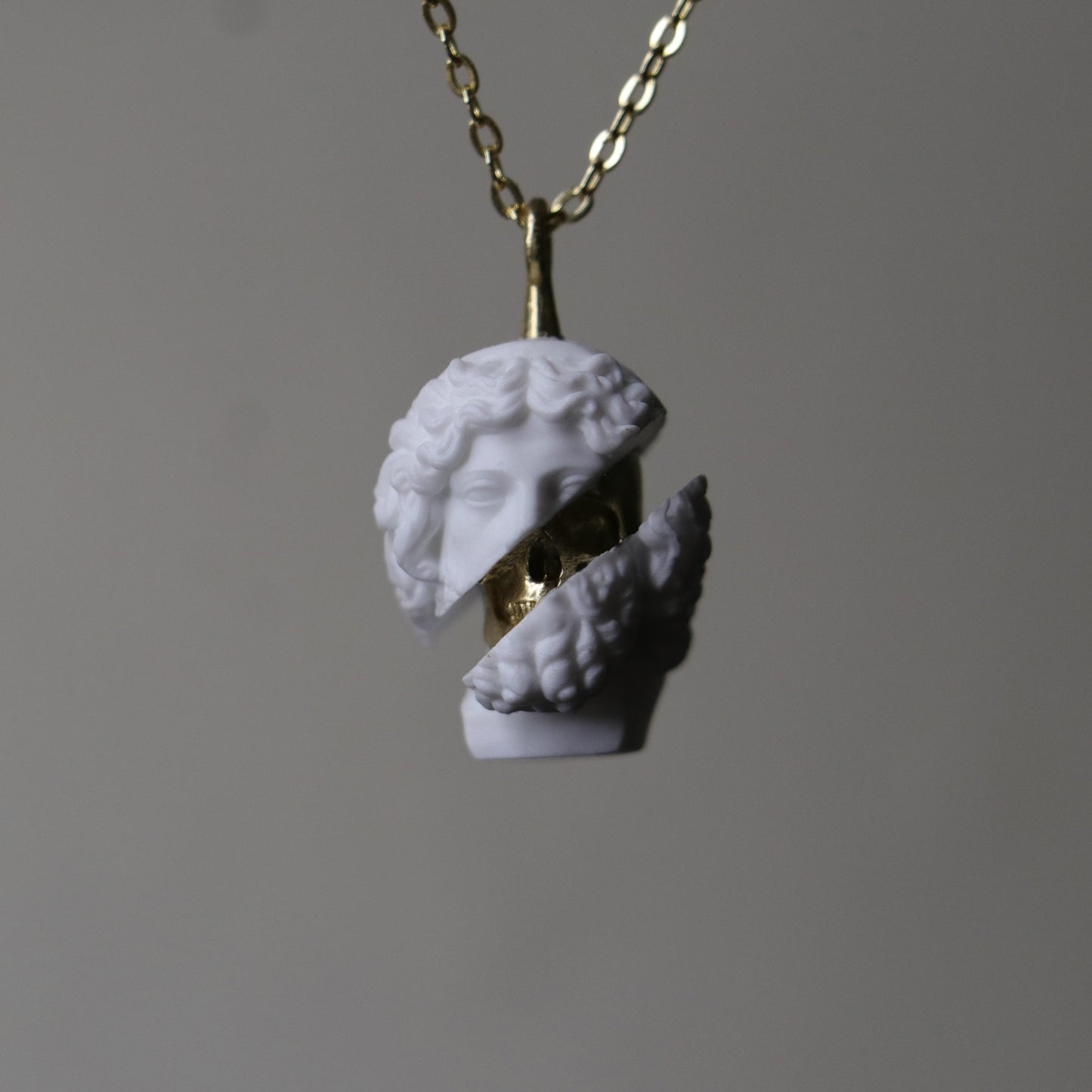 Marble Lion 925 Silver Gold Plated Necklace