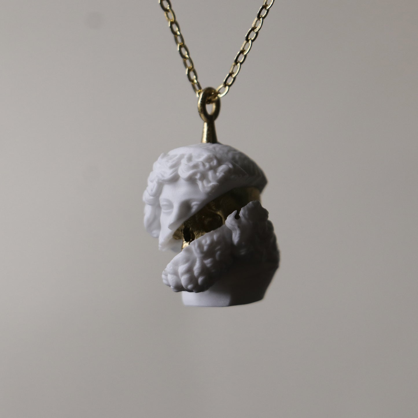 Marble Lion 925 Silver Gold Plated Necklace