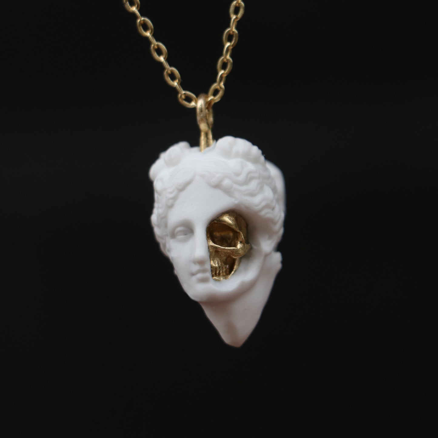 Marble Lion 925 Silver Gold Plated Necklace