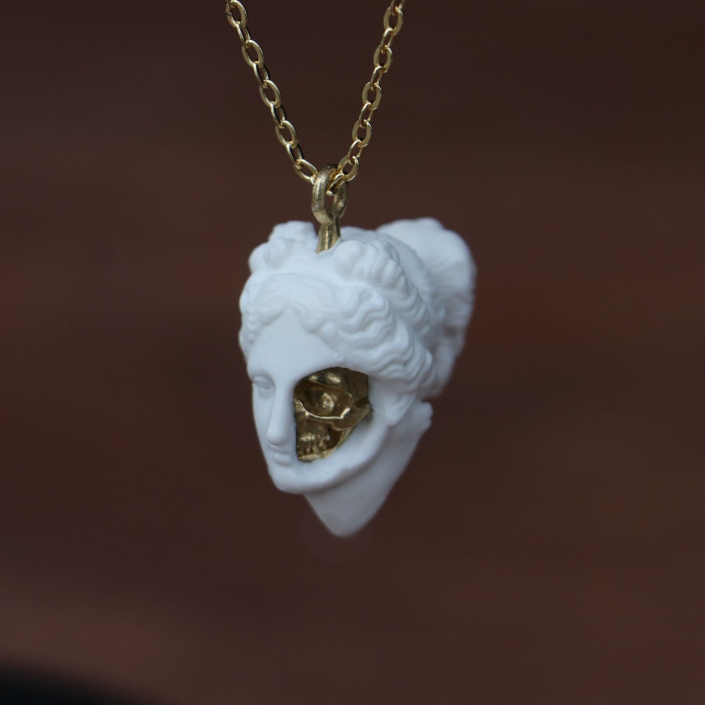 Marble Lion 925 Silver Gold Plated Necklace