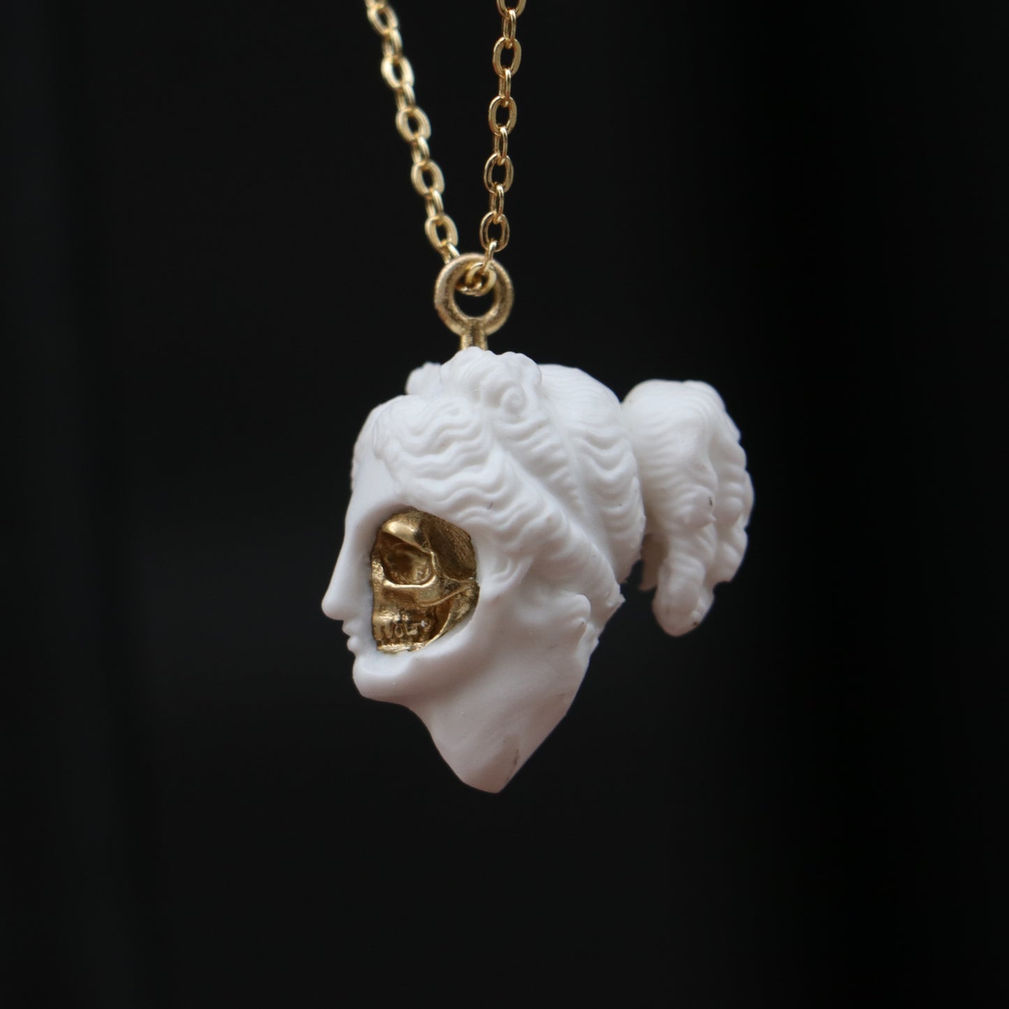 Marble Lion 925 Silver Gold Plated Necklace