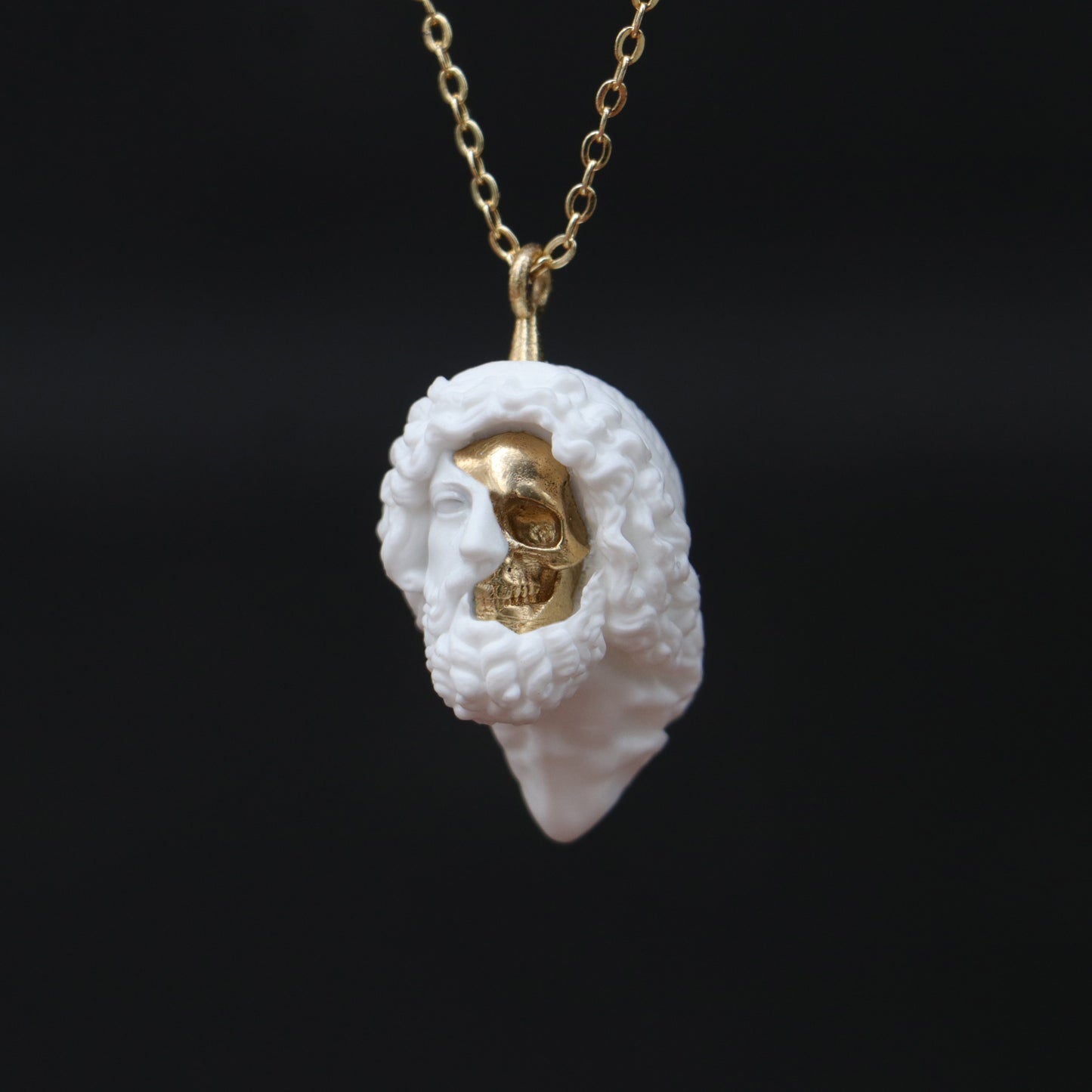 Marble Lion 925 Silver Gold Plated Necklace