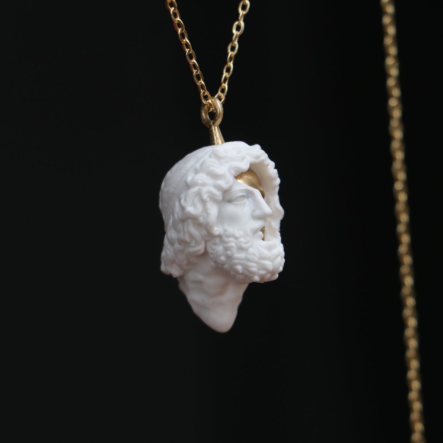 Marble Lion 925 Silver Gold Plated Necklace