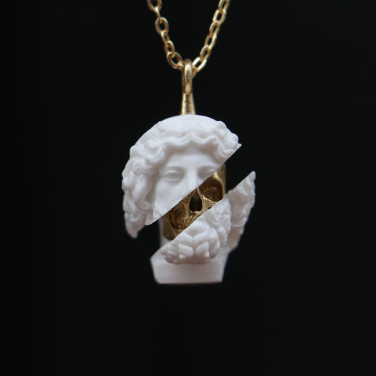 Marble Lion 925 Silver Gold Plated Necklace