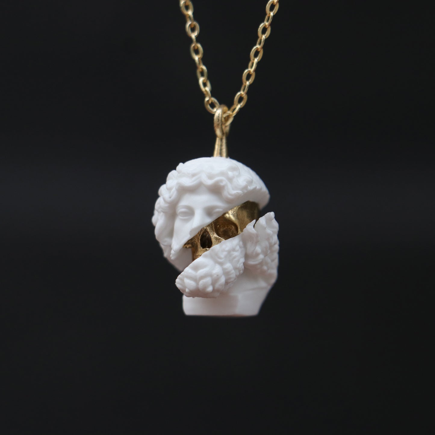 Marble Lion 925 Silver Gold Plated Necklace