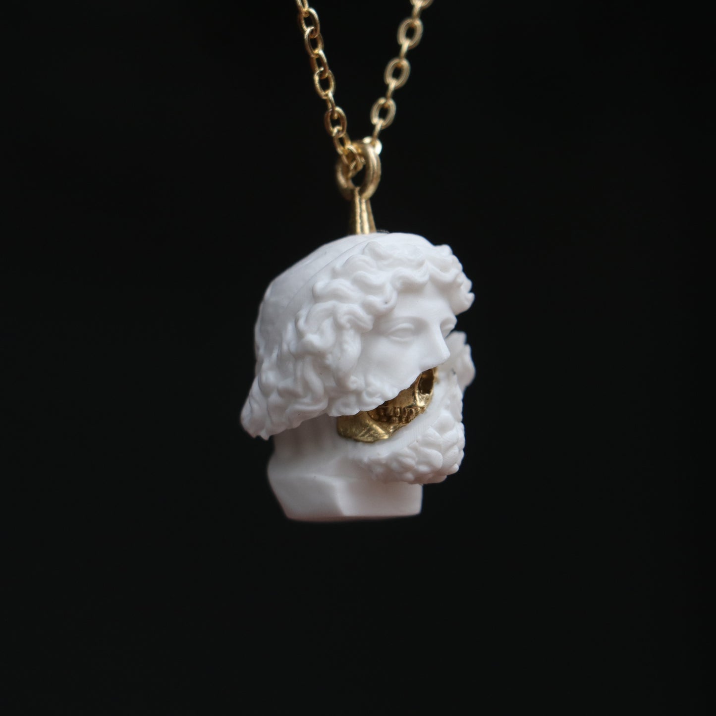 Marble Lion 925 Silver Gold Plated Necklace