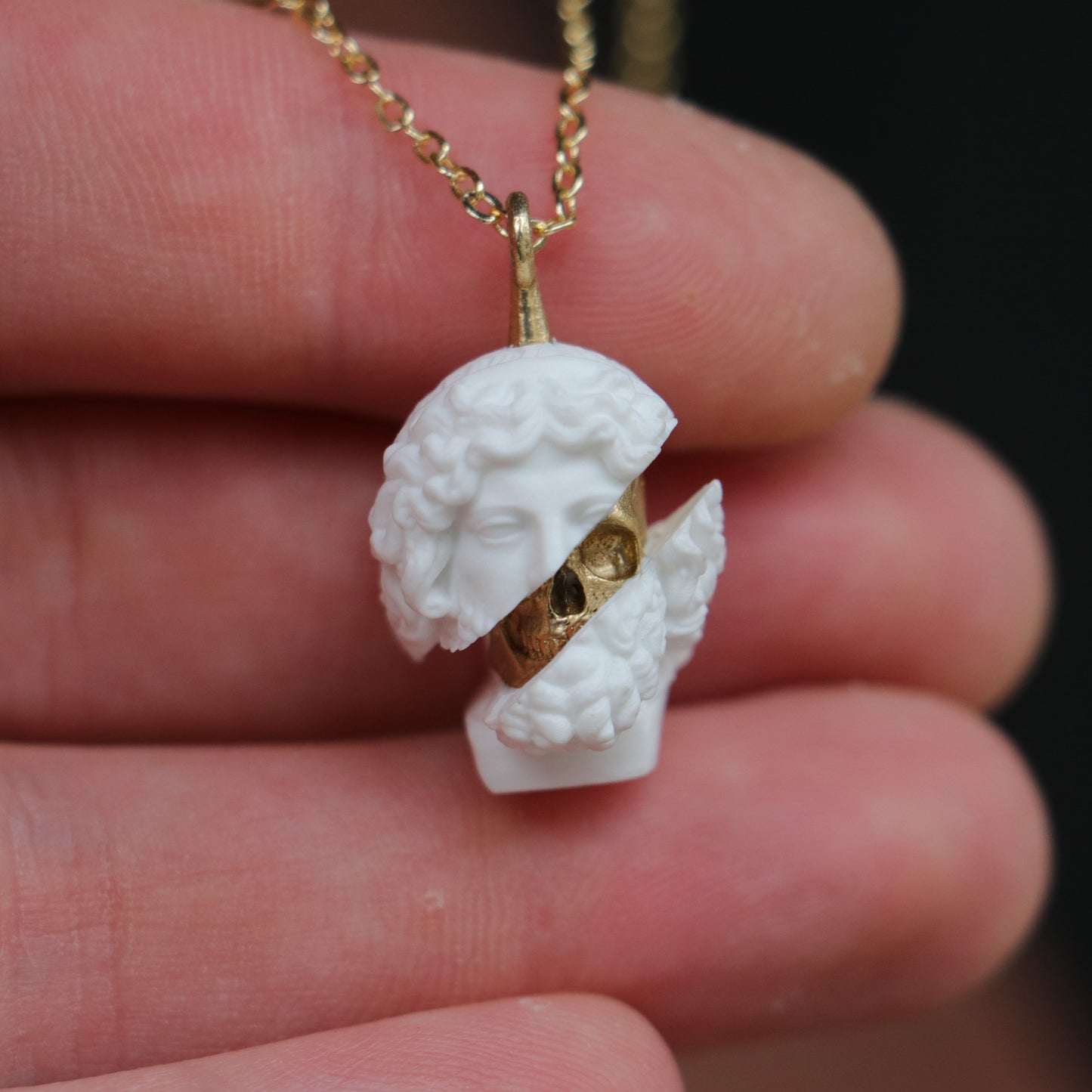 Marble Lion 925 Silver Gold Plated Necklace