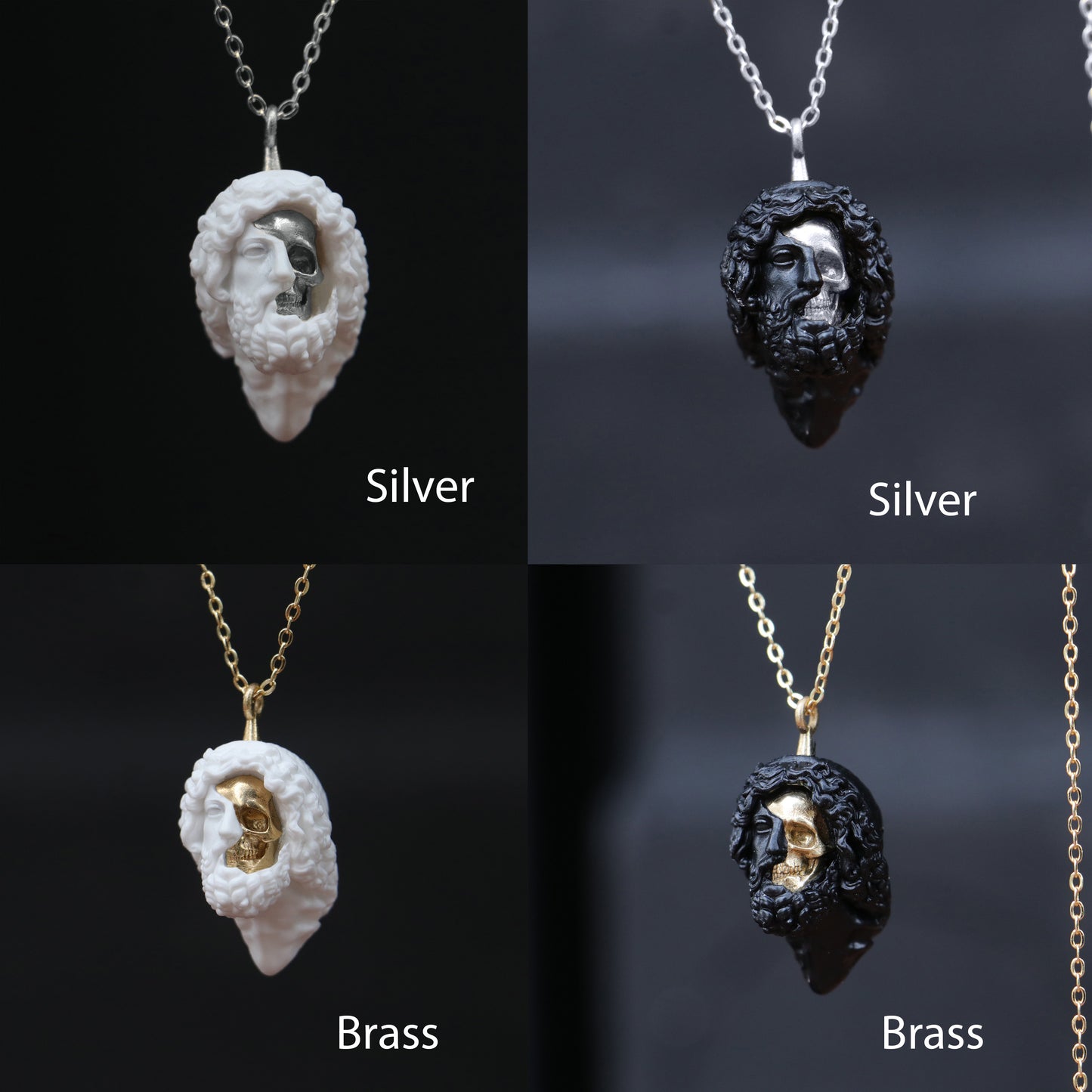 Marble Lion 925 Silver Gold Plated Necklace