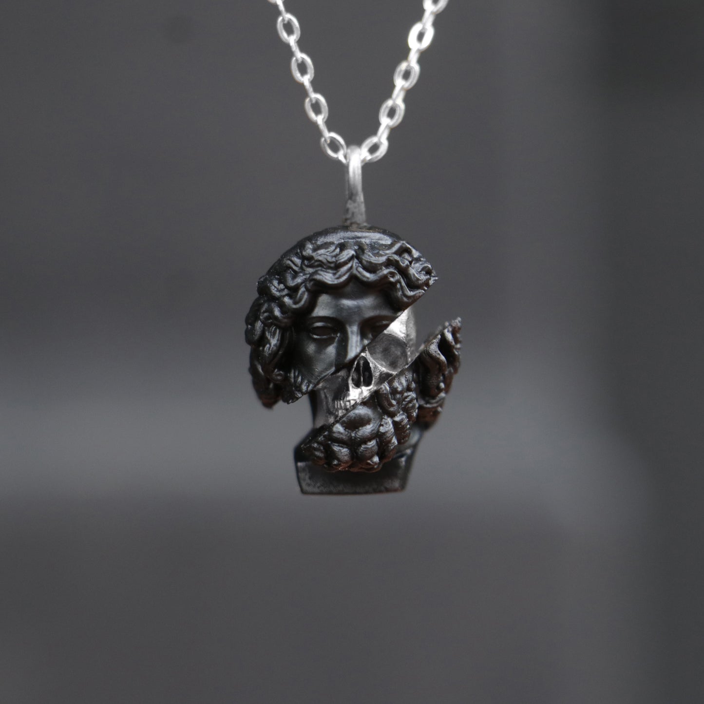 Marble Lion 925 Silver Gold Plated Necklace