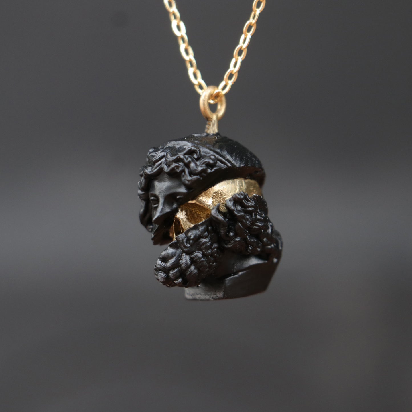 Marble Lion 925 Silver Gold Plated Necklace