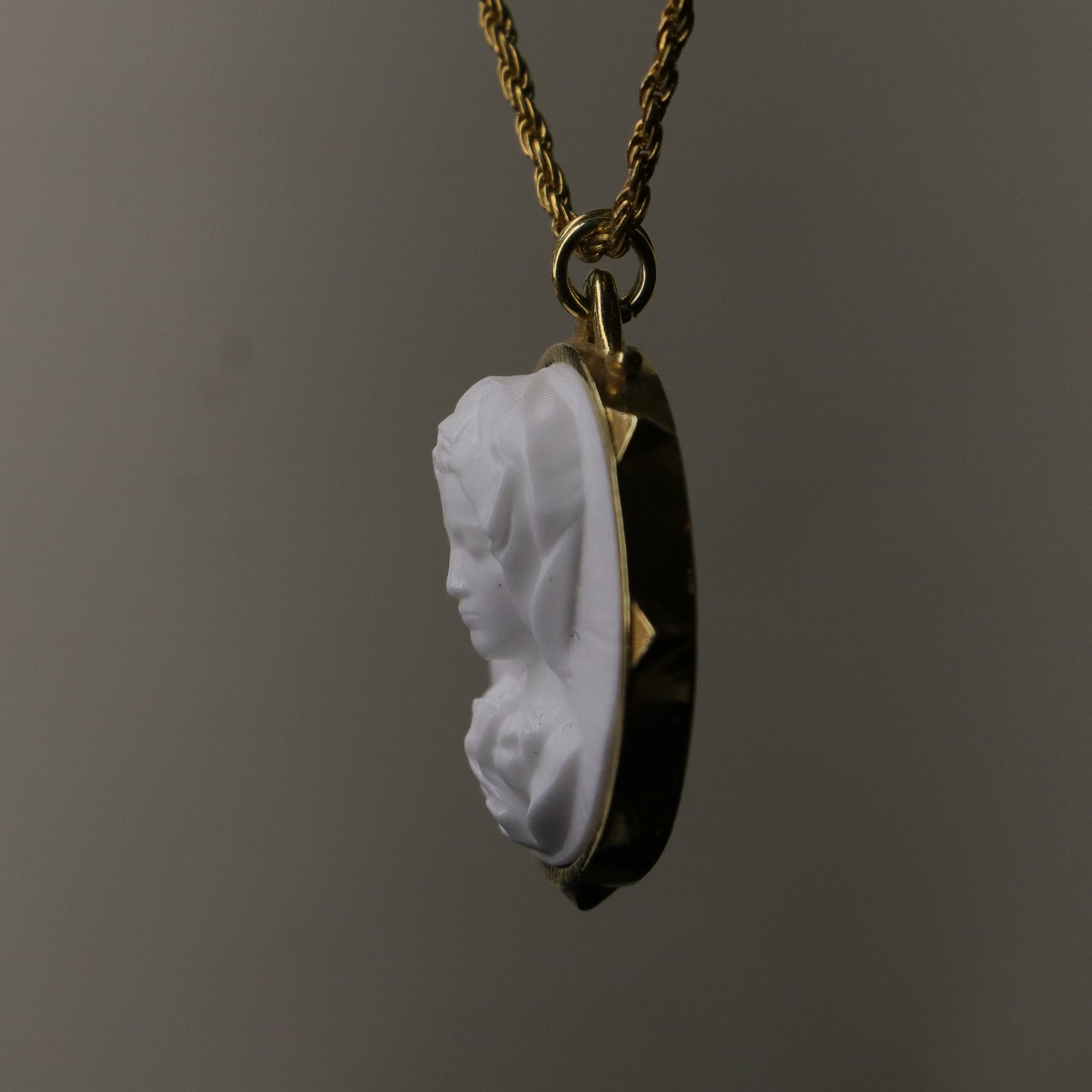 Marble Lion 925 Silver Gold Plated Necklace