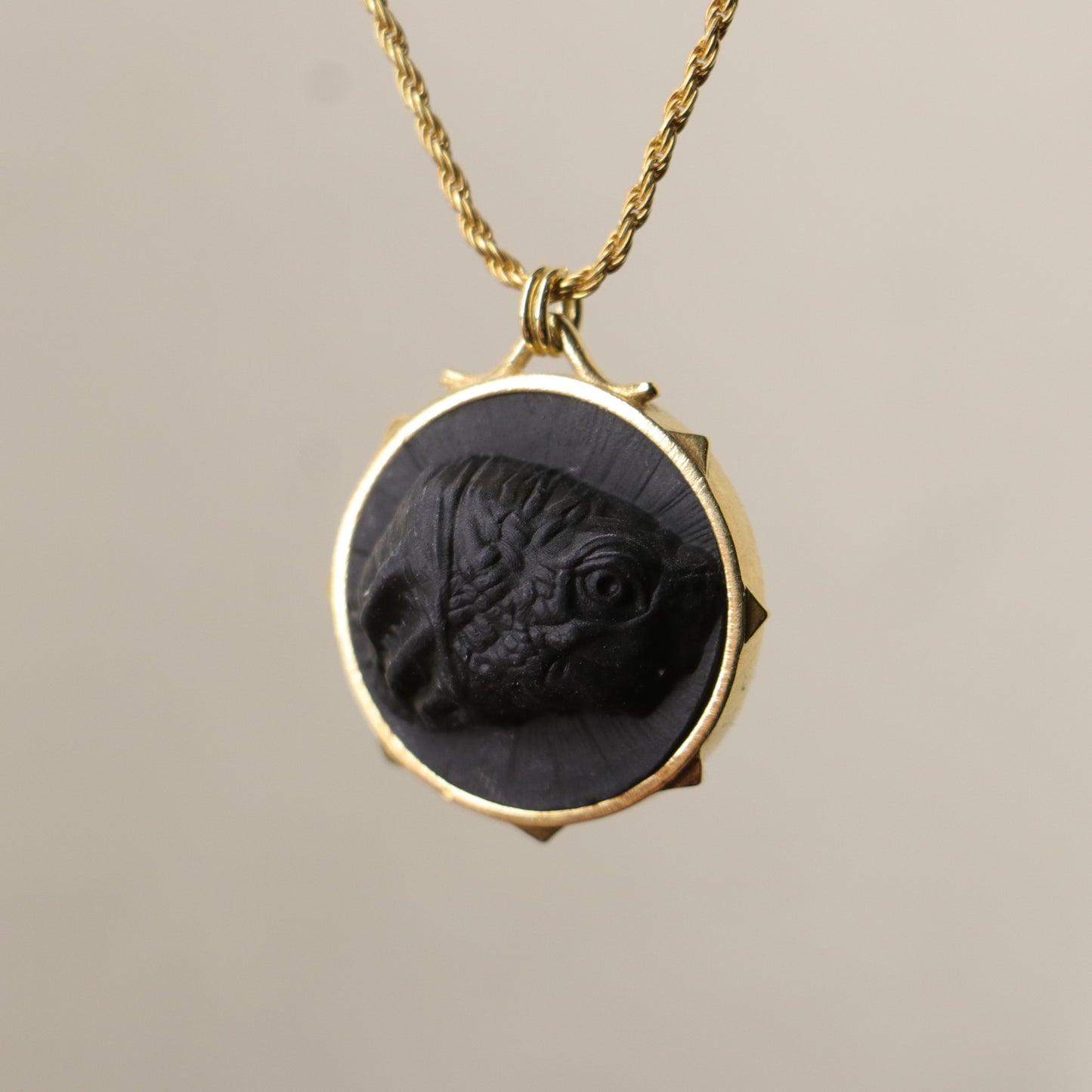 Marble Lion 925 Silver Gold Plated Necklace