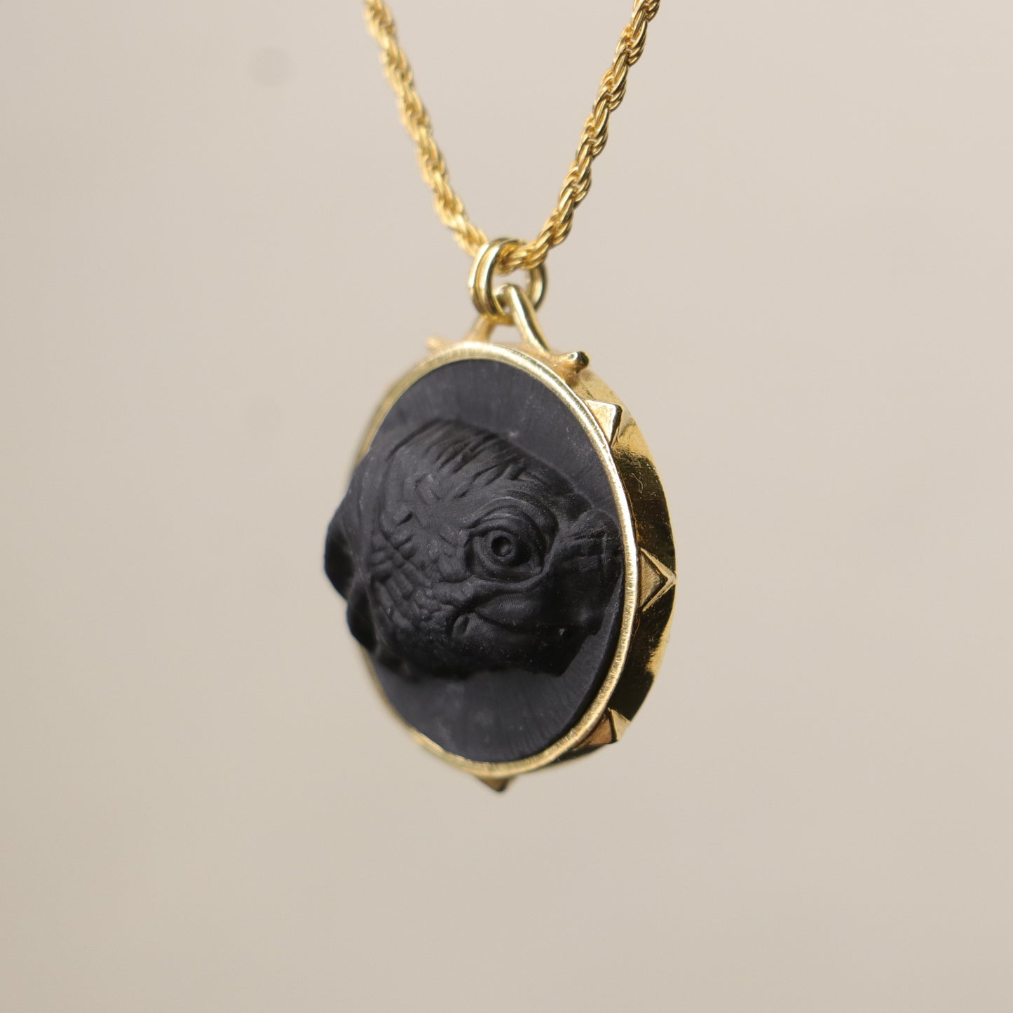 Marble Lion 925 Silver Gold Plated Necklace