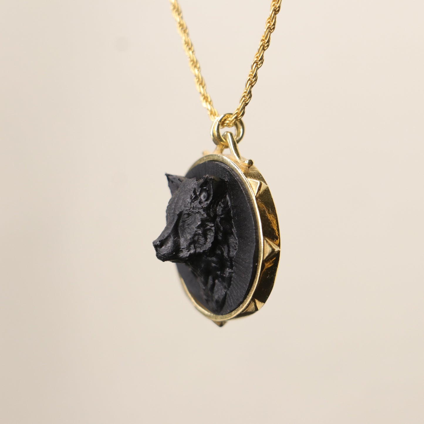 Marble Lion 925 Silver Gold Plated Necklace