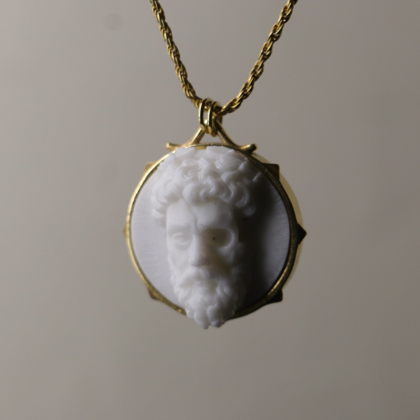 Marble Lion 925 Silver Gold Plated Necklace