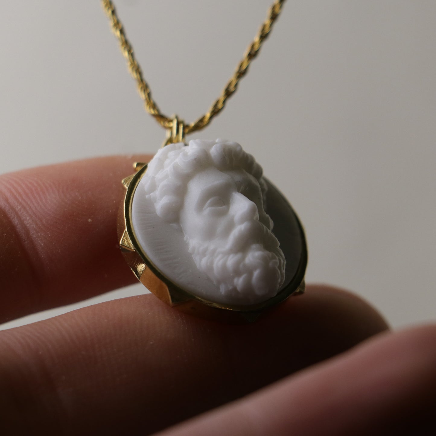 Marble Lion 925 Silver Gold Plated Necklace