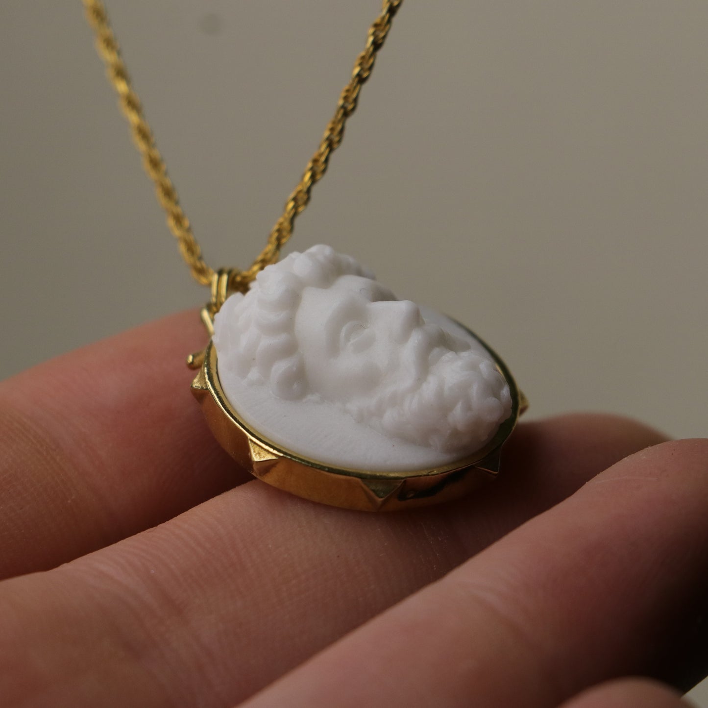 Marble Lion 925 Silver Gold Plated Necklace