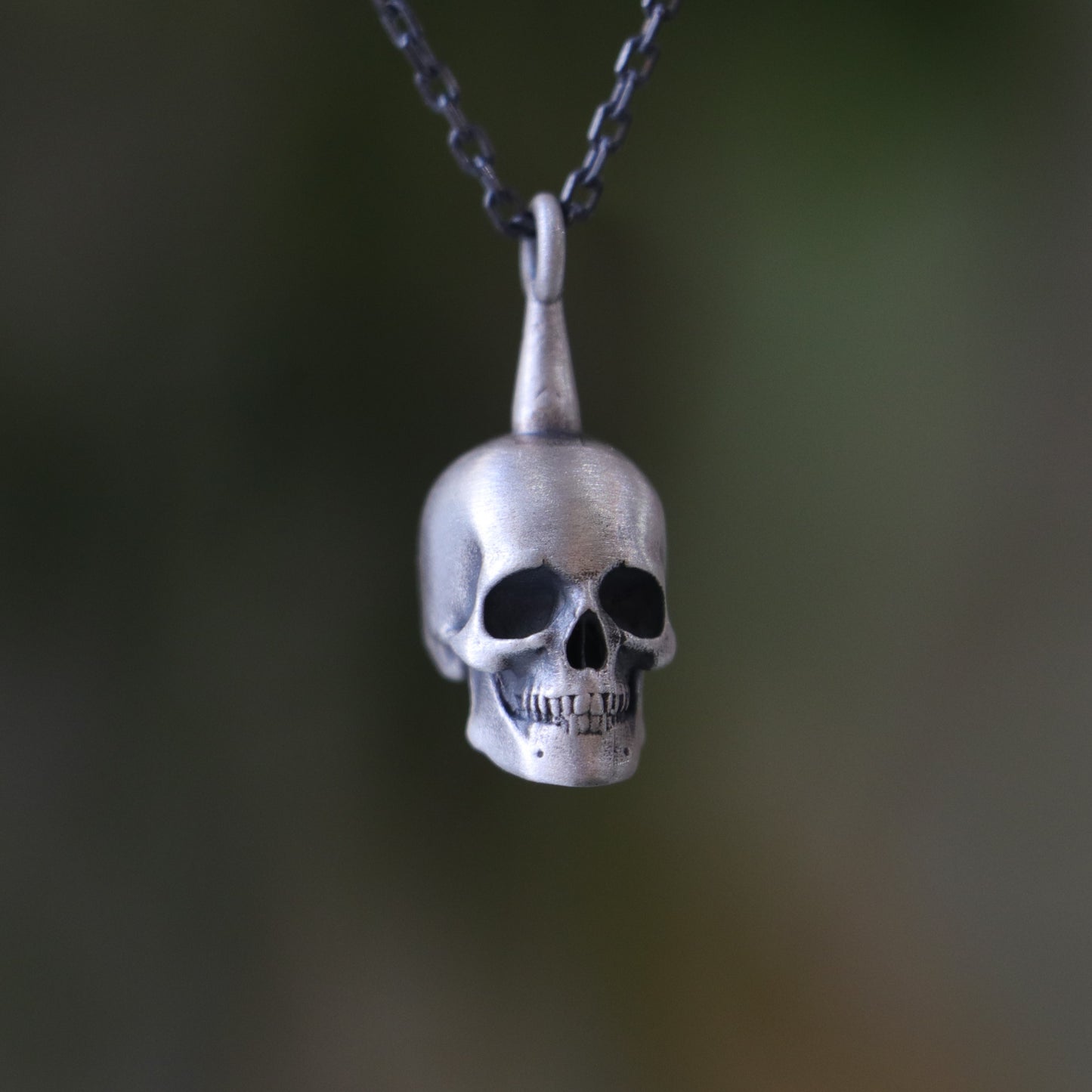 Mini Mini Skull 925 Oxidized Silver Necklace